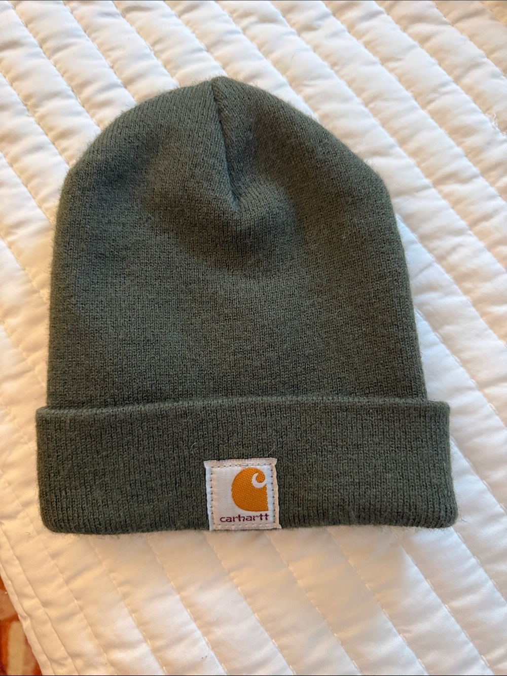 Carhartt Olive Cuffed Beanie with Logo Patch